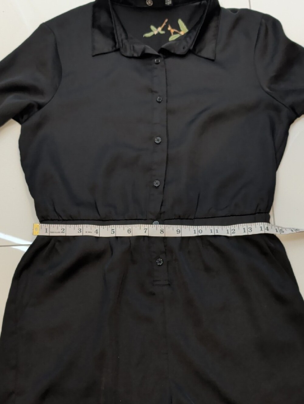 Missguided Black Satin Floral Embroidered Long Sleeve Romper Small NWOT 🖤 - Picture 13 of 14